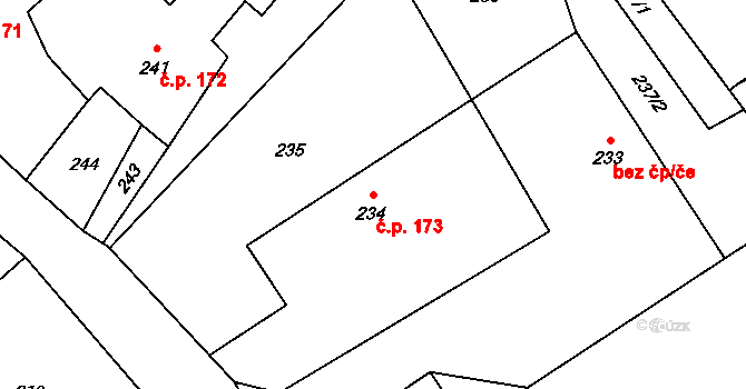 Butovice 173, Studénka na parcele st. 234 v KÚ Butovice, Katastrální mapa