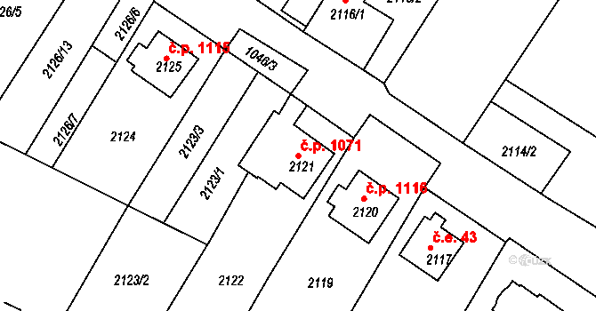 Vejprty 1071 na parcele st. 2121 v KÚ Vejprty, Katastrální mapa