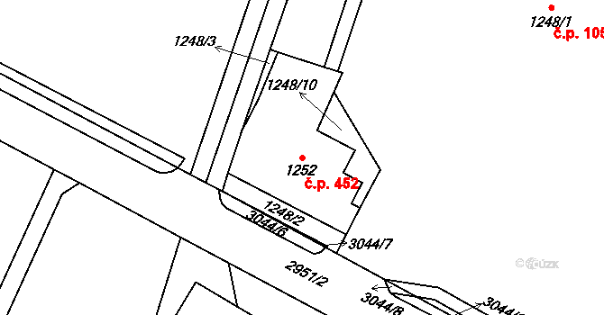 Dobruška 452 na parcele st. 1252 v KÚ Dobruška, Katastrální mapa