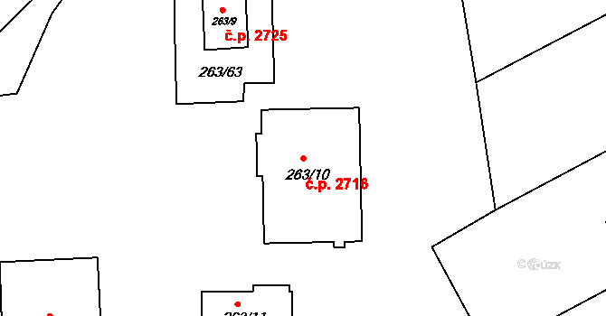 Znojmo 2716 na parcele st. 263/10 v KÚ Znojmo-Louka, Katastrální mapa