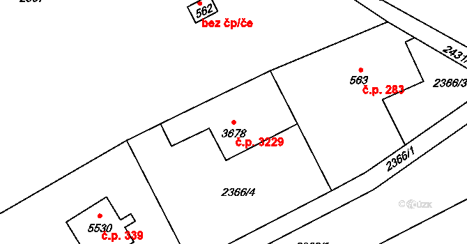 Zlín 3229 na parcele st. 3678 v KÚ Zlín, Katastrální mapa