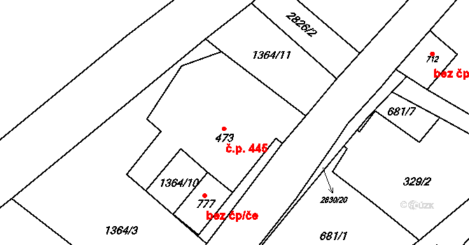 Velký Šenov 445 na parcele st. 473 v KÚ Velký Šenov, Katastrální mapa