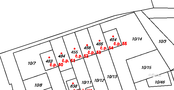 Husinec 53 na parcele st. 456 v KÚ Husinec u Řeže, Katastrální mapa