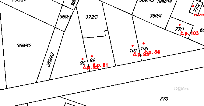 Velká Bučina 81, Velvary na parcele st. 99 v KÚ Velká Bučina, Katastrální mapa
