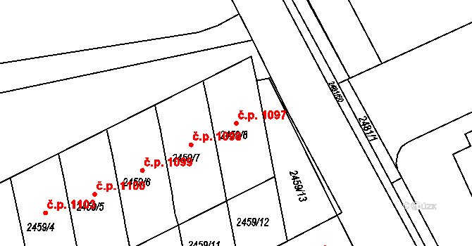 Rohatec 1097 na parcele st. 2459/8 v KÚ Rohatec, Katastrální mapa