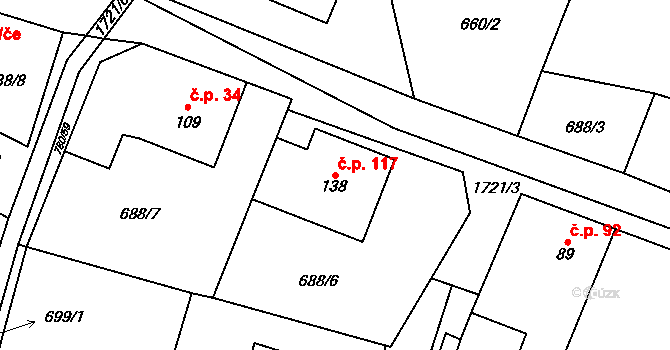 Vyskytná nad Jihlavou 117 na parcele st. 138 v KÚ Vyskytná nad Jihlavou, Katastrální mapa