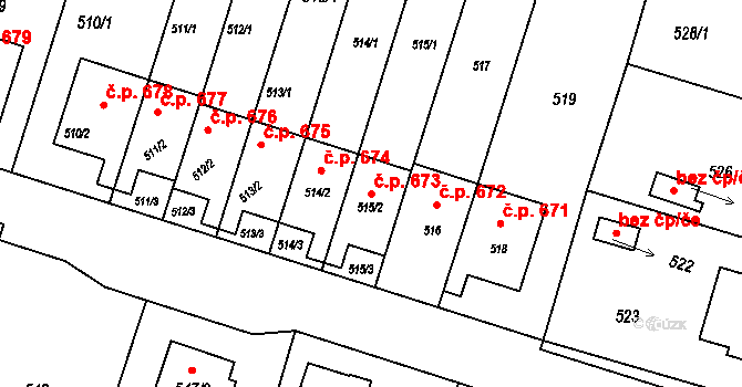 Horní Těrlicko 673, Těrlicko na parcele st. 515/2 v KÚ Horní Těrlicko, Katastrální mapa