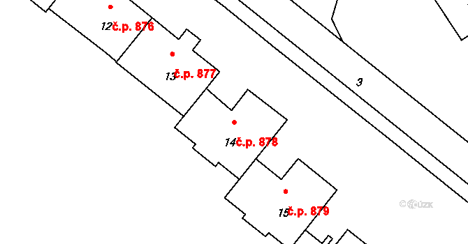 Lutyně 878, Orlová na parcele st. 14 v KÚ Horní Lutyně, Katastrální mapa