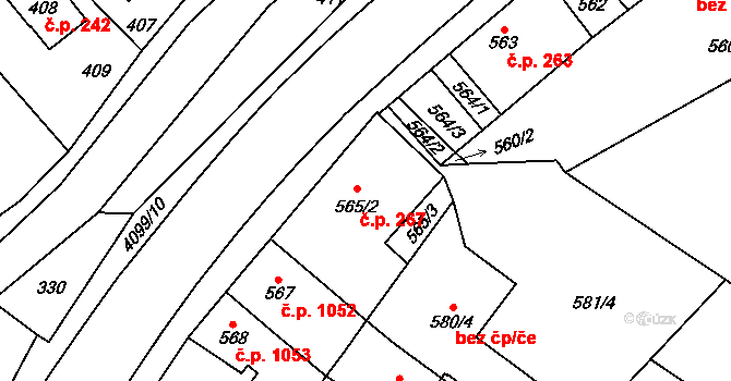 Nová Paka 267 na parcele st. 565/2 v KÚ Nová Paka, Katastrální mapa