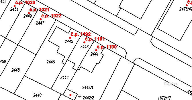 Roudnice nad Labem 1190 na parcele st. 2441 v KÚ Roudnice nad Labem, Katastrální mapa