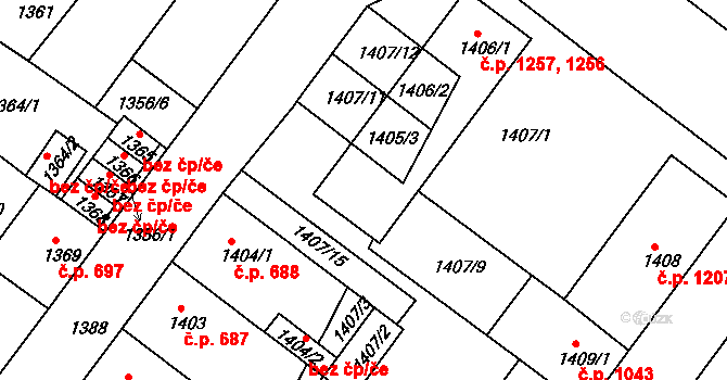 Duchcov 1256,1257 na parcele st. 1406/1 v KÚ Duchcov, Katastrální mapa