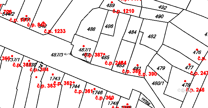 Líšeň 2484, Brno na parcele st. 485 v KÚ Líšeň, Katastrální mapa