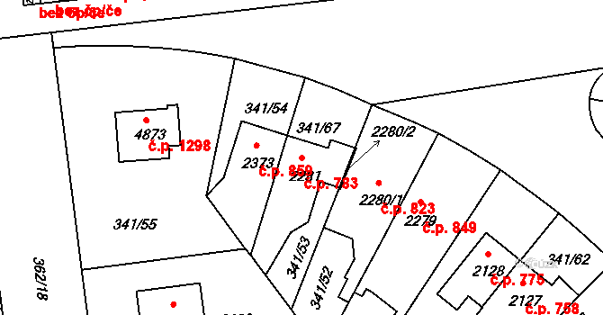 Kolín V 783, Kolín na parcele st. 2281 v KÚ Kolín, Katastrální mapa