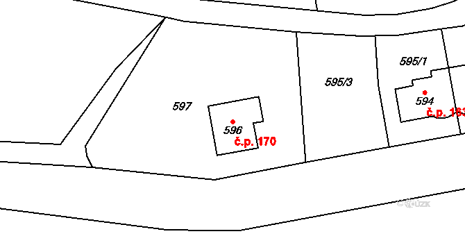 Veleslavín 170, Praha na parcele st. 596 v KÚ Veleslavín, Katastrální mapa