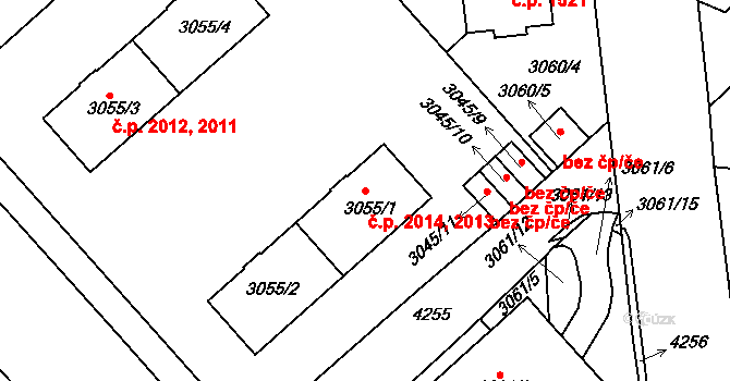 Dejvice 2013,2014, Praha na parcele st. 3055/1 v KÚ Dejvice, Katastrální mapa