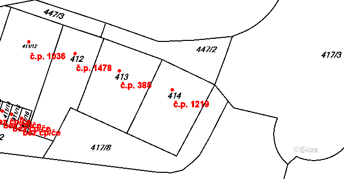 Holešovice 1219, Praha na parcele st. 414 v KÚ Holešovice, Katastrální mapa