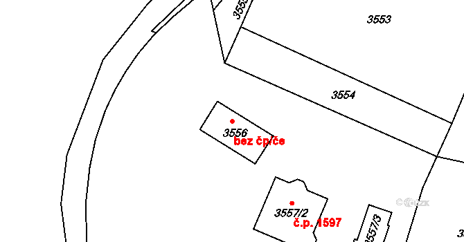 Rumburk 1 750, Rumburk na parcele st. 3556 v KÚ Rumburk, Katastrální mapa