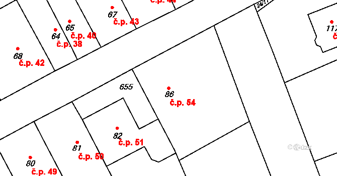 Litostrov 54 na parcele st. 86 v KÚ Litostrov, Katastrální mapa