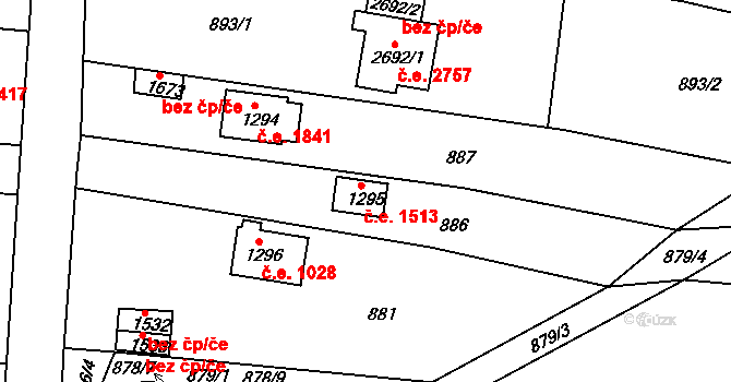 Litice 1513, Plzeň na parcele st. 1295 v KÚ Valcha, Katastrální mapa