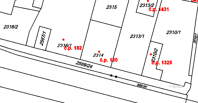 Doubravka 180, Plzeň na parcele st. 2314 v KÚ Doubravka, Katastrální mapa