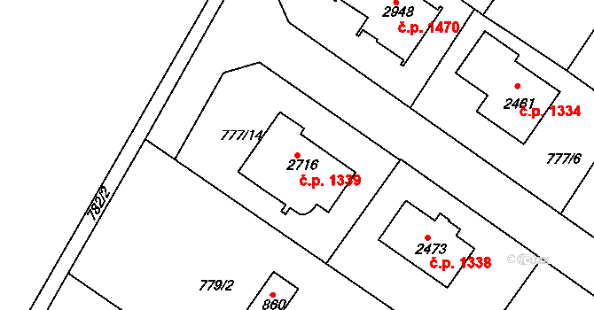 Neratovice 1339 na parcele st. 2716 v KÚ Neratovice, Katastrální mapa