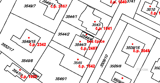 Horní Počernice 2487, Praha na parcele st. 3544/3 v KÚ Horní Počernice, Katastrální mapa
