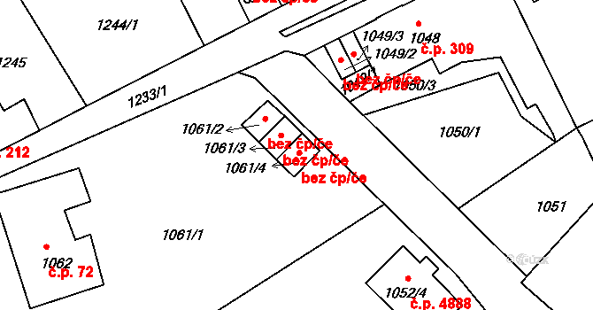Mšeno nad Nisou 3000, Jablonec nad Nisou na parcele st. 1061/4 v KÚ Mšeno nad Nisou, Katastrální mapa