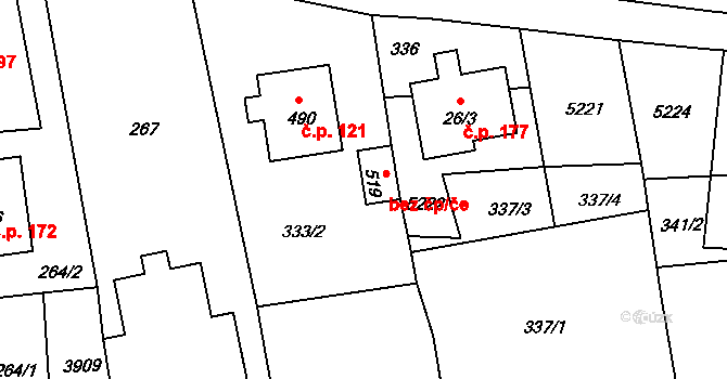 Brumovice 42002478 na parcele st. 519 v KÚ Brumovice u Opavy, Katastrální mapa