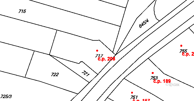 Heršpice 208 na parcele st. 717 v KÚ Heršpice, Katastrální mapa