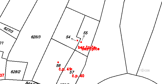 Přehýšov 43107478 na parcele st. 55 v KÚ Bítov u Přehýšova, Katastrální mapa