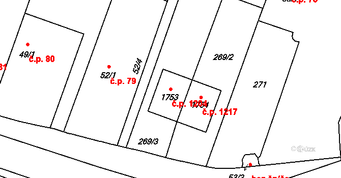 Kateřinky 1204, Opava na parcele st. 1753 v KÚ Kateřinky u Opavy, Katastrální mapa