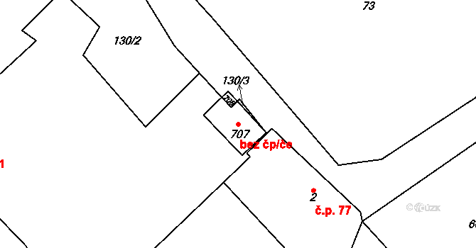 Třebotov 44664478 na parcele st. 707 v KÚ Třebotov, Katastrální mapa