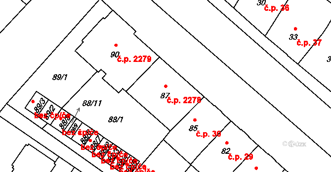 Předměstí 2278, Opava na parcele st. 87 v KÚ Opava-Předměstí, Katastrální mapa