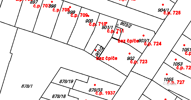 Benešov 45335478 na parcele st. 901/2 v KÚ Benešov u Prahy, Katastrální mapa