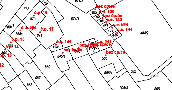 Šlapanice 46058478 na parcele st. 503 v KÚ Šlapanice u Brna, Katastrální mapa