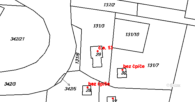 Vojníkov 46226478 na parcele st. 29 v KÚ Louka nad Otavou, Katastrální mapa