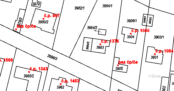 Praha 46863478 na parcele st. 3984/3 v KÚ Újezd nad Lesy, Katastrální mapa