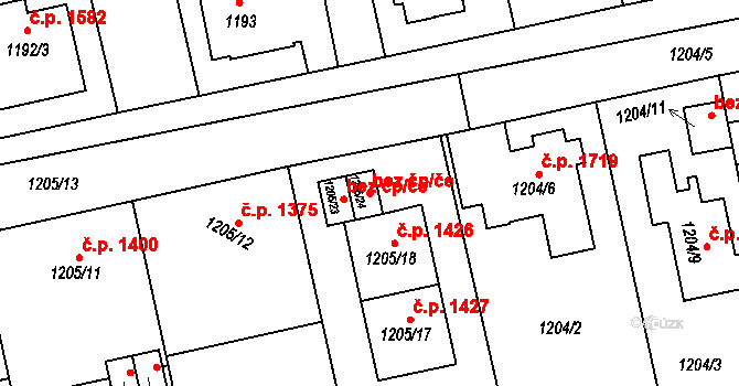 Turnov 48477478 na parcele st. 1205/24 v KÚ Turnov, Katastrální mapa