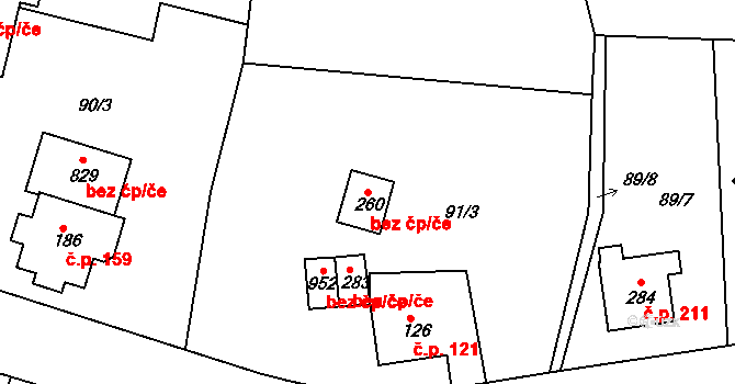 Františkovy Lázně 48888478 na parcele st. 260 v KÚ Horní Lomany, Katastrální mapa