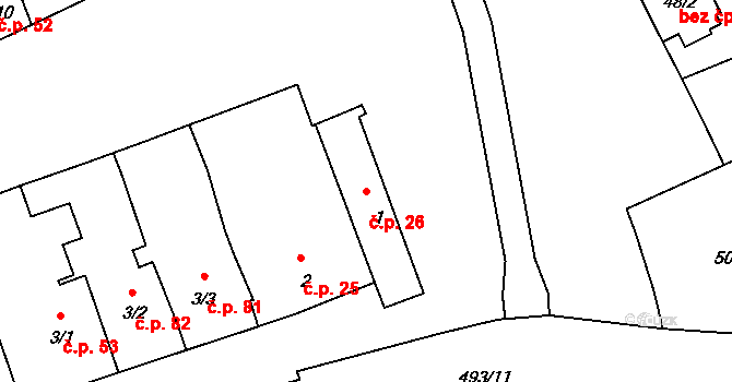 Záboří 26, Protivín na parcele st. 1 v KÚ Záboří u Protivína, Katastrální mapa