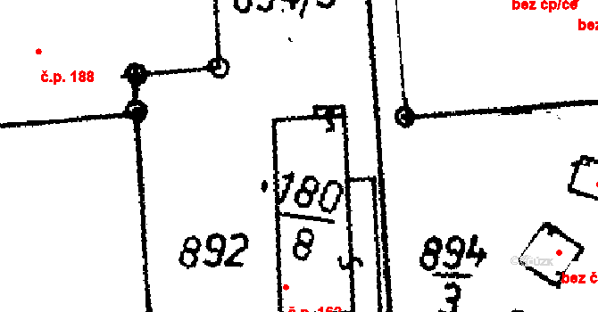 Staré Sedlo 162, Orlík nad Vltavou na parcele st. 180/8 v KÚ Orlík nad Vltavou, Katastrální mapa