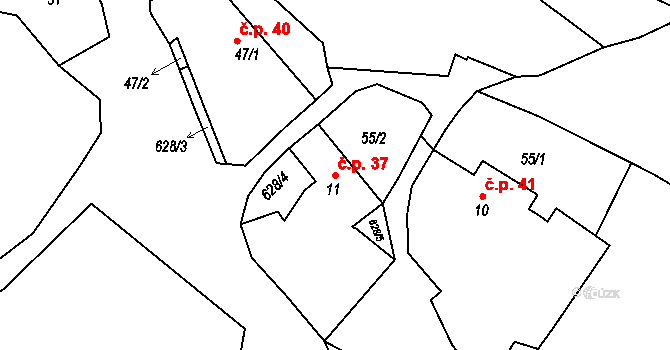 Lučkovice 37, Mirotice na parcele st. 11 v KÚ Lučkovice, Katastrální mapa