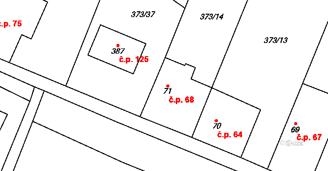 Korycany 68, Neratovice na parcele st. 71 v KÚ Korycany, Katastrální mapa