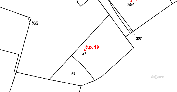 Boharyně 61697478 na parcele st. 31 v KÚ Trnava, Katastrální mapa