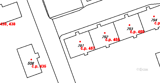 Holýšov 457 na parcele st. 791 v KÚ Holýšov, Katastrální mapa