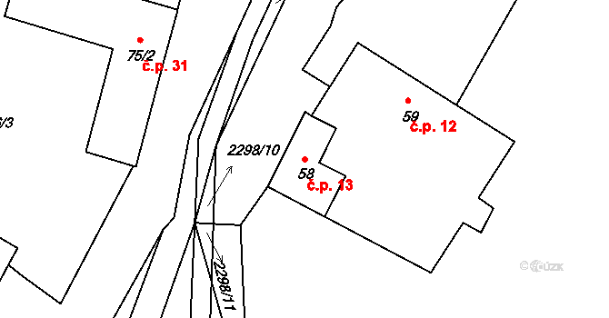 Jáma 13, Mičovice na parcele st. 58 v KÚ Jáma, Katastrální mapa