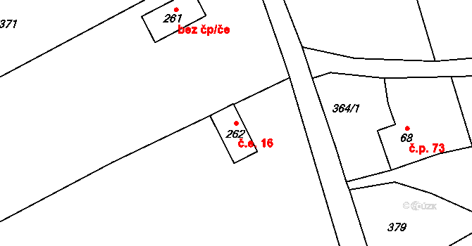 Bobr 16, Žacléř na parcele st. 262 v KÚ Bobr, Katastrální mapa
