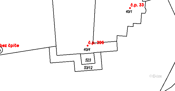 Slatinice 396 na parcele st. 40/4 v KÚ Slatinice na Hané, Katastrální mapa