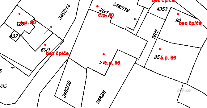 Kozojedy 56 na parcele st. 21 v KÚ Kozojedy u Kralovic, Katastrální mapa