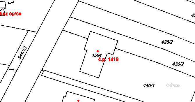 Kyjov 1418 na parcele st. 4564 v KÚ Kyjov, Katastrální mapa